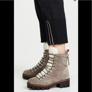 Jeffrey Campbell Culvert Boots Taupe Suede Ivory